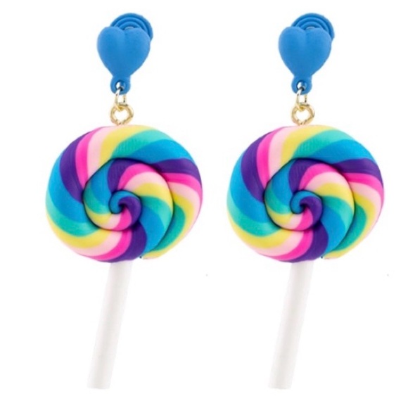Colorful Rainbow Swirl Lollipop Drop Earrings for Women - Picture 4 of 5